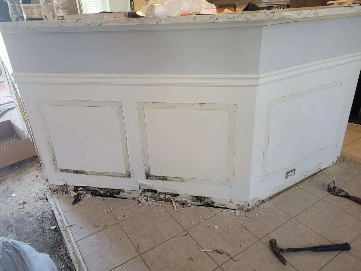 Water damage and mold on kitchen during Burst Pipe Cleanup in Lakeland